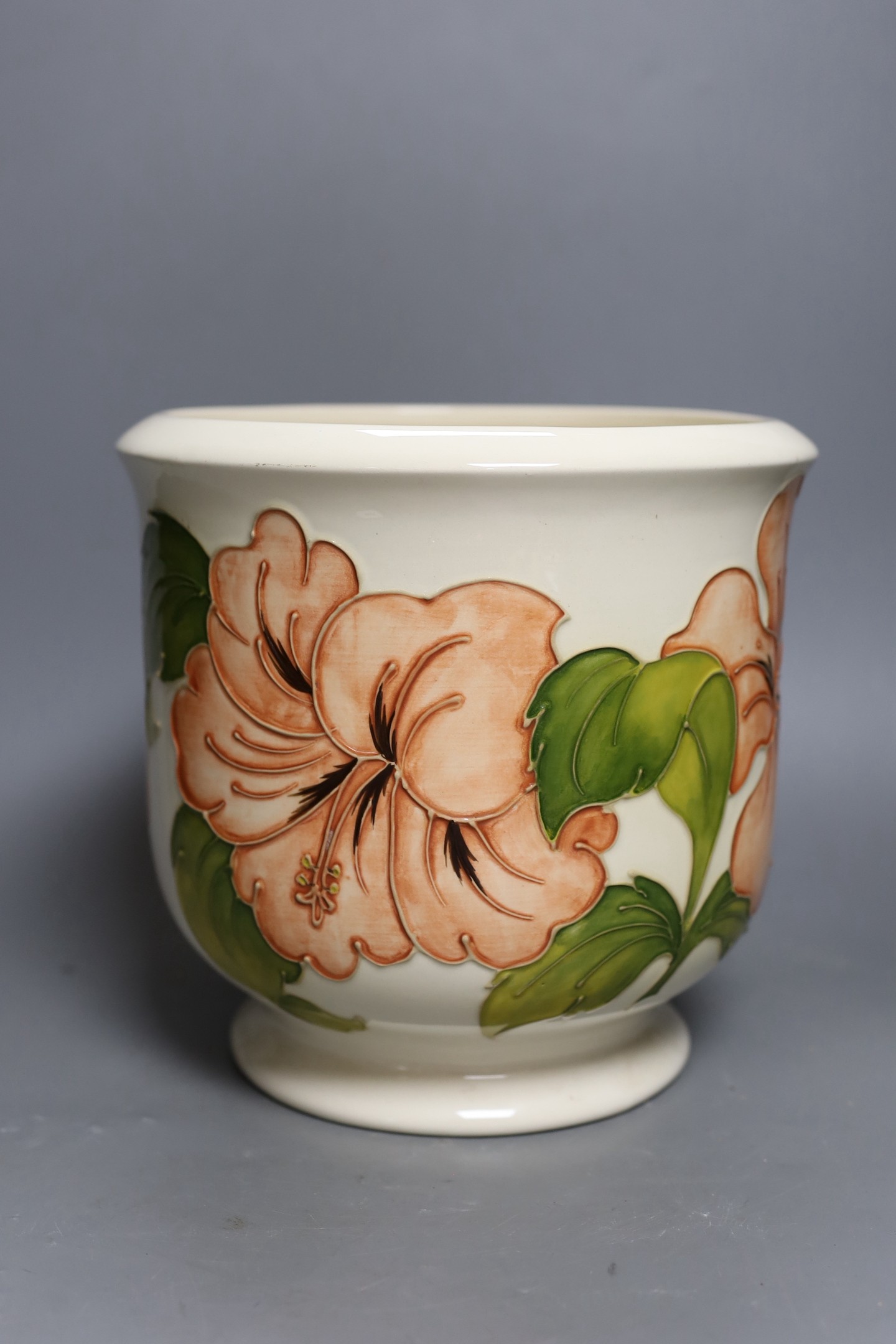 A large Moorcroft ‘Hibiscus’ jardiniere. 22.5cm tall